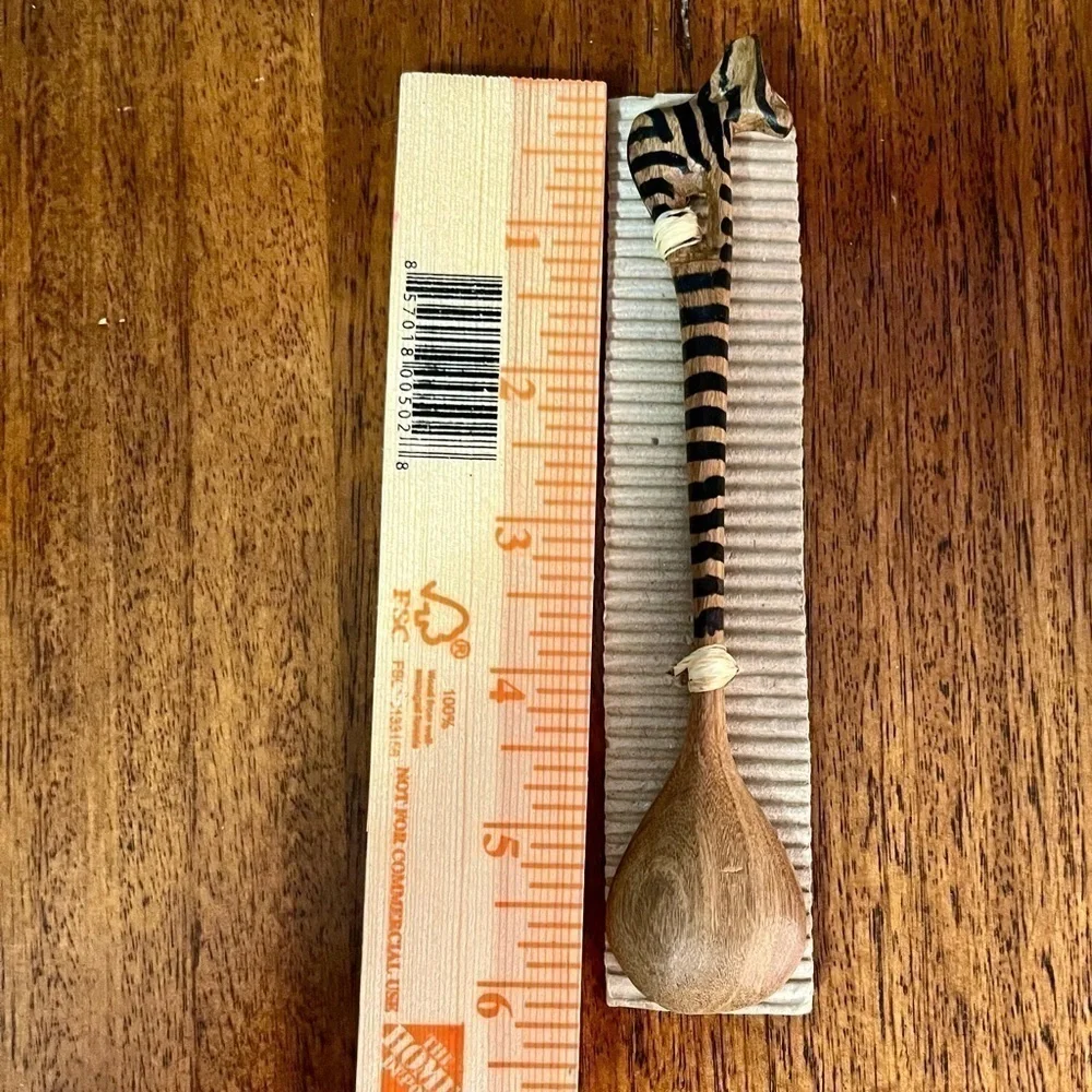 Hand carved small zebra wooden spoon.